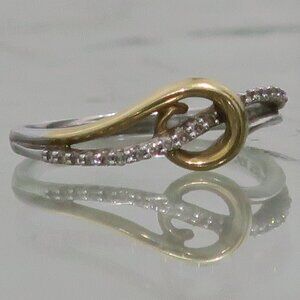 Women's Ring 14K Two Tone Yellow White Gold Diamonds